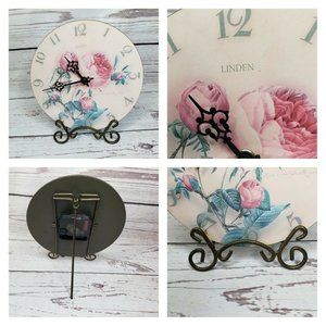 Linden Rose Plate Pink Floral Clock